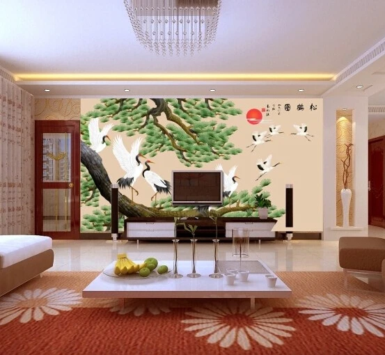 

Custom 3d stereoscopic large mural of Chinese non-woven wallpaper fabric room living room TV background wall paper Songhe Park