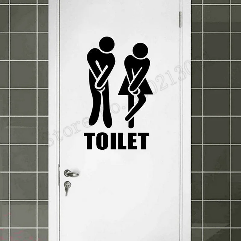 

Wall Sticker Funny Toilet Entrance Door Decoration Vinyl Art Removeable Poster Fashion Decal For Home Hotel Shop Mural LY613