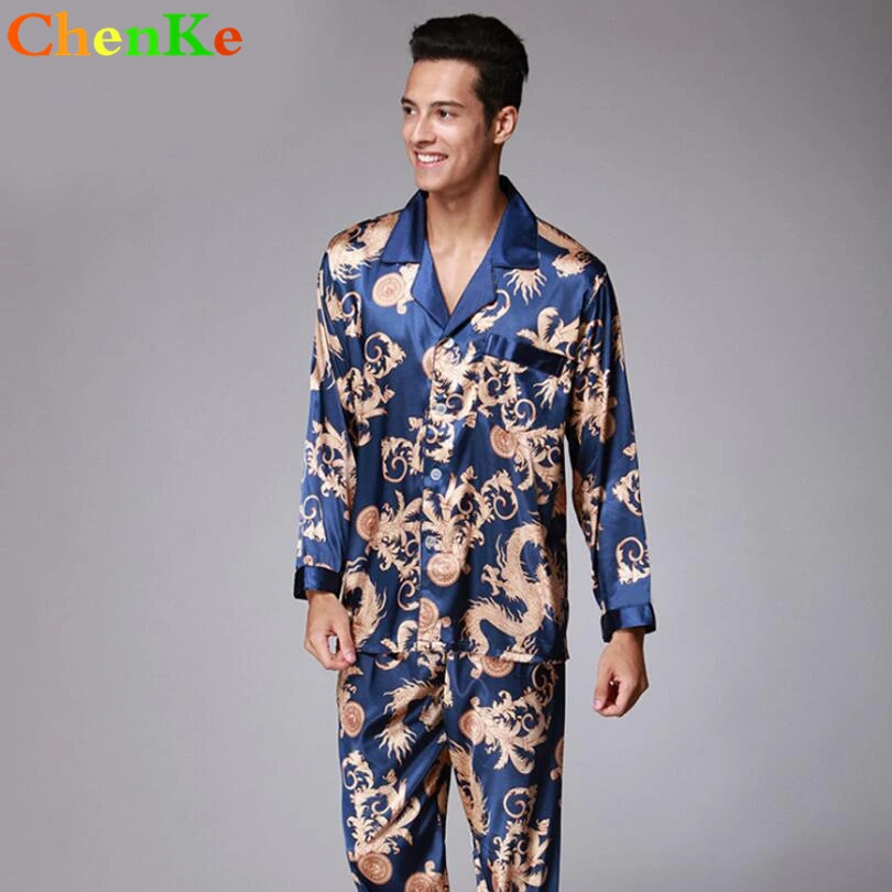 ChenKe Luxury pajamas Sets Men With Pockets Dragon Robe Pattern