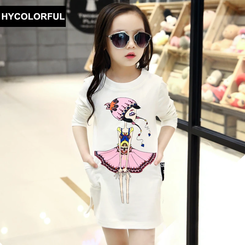 Spring Autumn Kids Baby Girls Clothes Children Clothing Princess Long Sleeve Cotton Blouse Fashion Print 3-15T