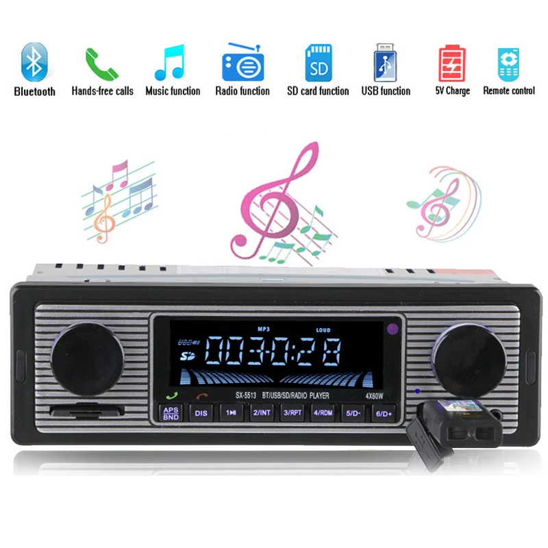 Car font b Radio b font Player Bluetooth Stereo FM transmitter MP3 USB SD AUX Audio