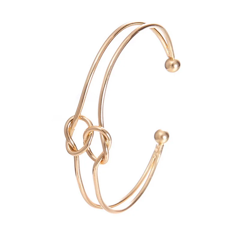 

3Pcs/set Round Knot Opening Bracelets for Women Girl Boho Gold Alloy Braclet Bangles Statement Jewelry Summer Birthday Gift