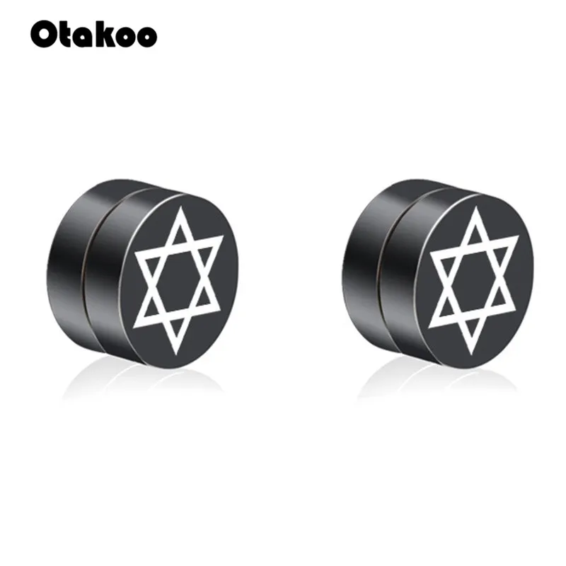 Серьги-пусеты Otakoo в стиле панк с изображением Давида и звезд непробивные серьги