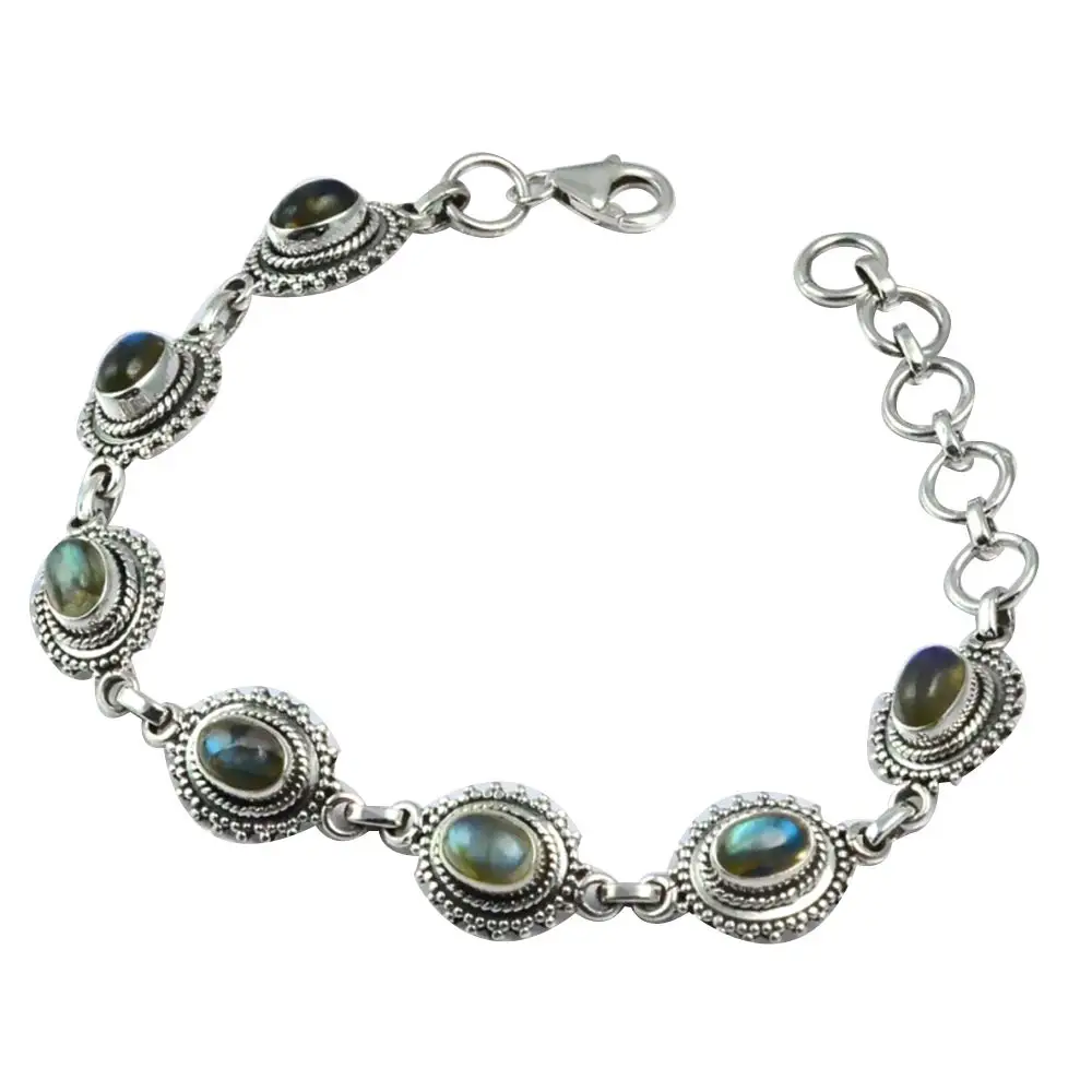 

NiaoZaiFei YunZaiKan Genuine Labradorite Bracelet 925 Sterling Silver, 20 cm, 2SBR0046