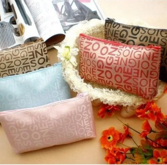 

10pcs/lot letter portable cosmetic bag travel wash bag multi purpose/functions bags free postage
