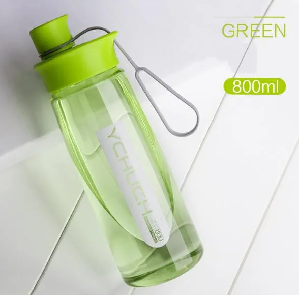 800 мл дизайн бутылки для воды портативные дорожные велосипедные спортивные бутылки здоровая пластиковая посуда для напитков BPA бесплатно - Цвет: Зеленый