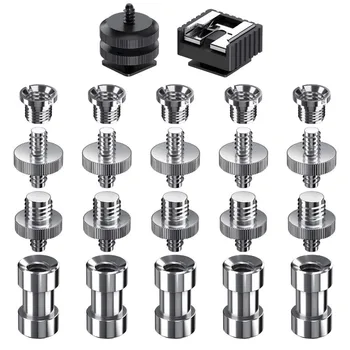 

TTKK Camera Screw, 22 Pcs 1/4 Inch and 3/8 Inch Converter Threaded Screws Adapter Mount Camera Hot Shoe Mount to 1/4 Set