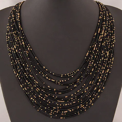 

Multilayer Necklace Bohemia Ethnic Beads Choker Necklace Fashion Jewelry Women Casual Sweater Chain choker Accessories
