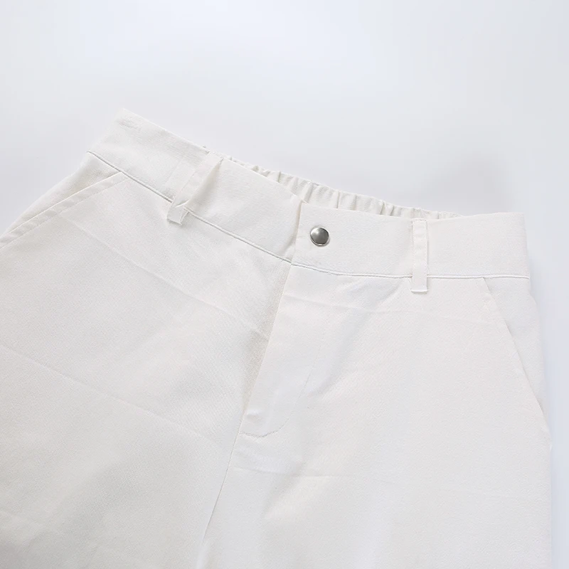Weekeep/белые женские брюки с высокой талией; повседневные хлопковые брюки-карандаш; женские модные брюки с боковыми карманами; Pantalon Femme