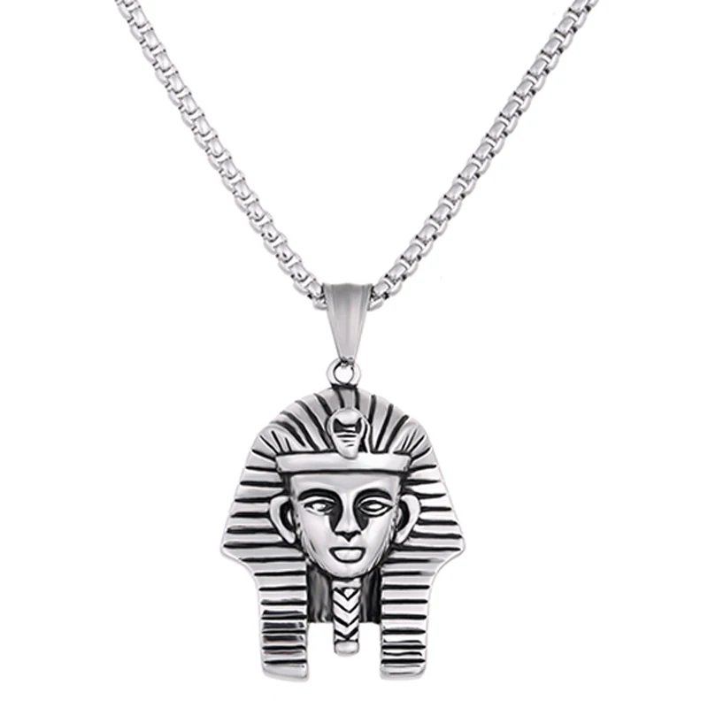 

ZMZY Stainless Steel Necklaces & Pendants for Men Personality Sphinx Pharoah Tutankhamun Necklace Chain Jewelry