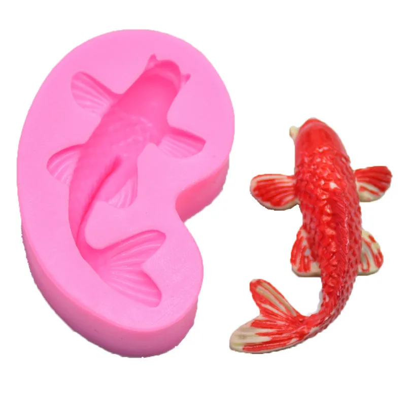

4YANG Gold Fish Silicone mold fondant mold cake decorating tools chocolate gumpaste mold fondant cake tools chocolate molds