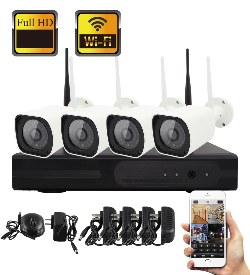 YobangSecurity 4CH wifi NVR комплект беспроводная CCTV камера система 1.3MP 960P HD уличная ip-камера P2P камера видеонаблюдения система