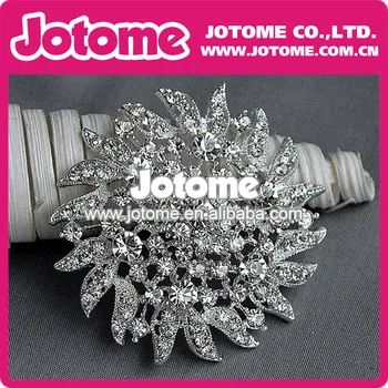 

Glaring Large Pinwheel Flower silver-jewelry Clear Crystal Latest Design Fashion Rhinestone Brooch 45mm 2014