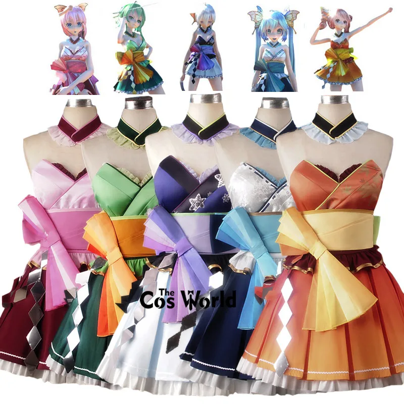 

Vocaloid Mercy Dance GUMI Hatsune Miku Yowane Haku Megurine Luka Kasane Teto Kimono Tee Dress Uniform Outfit Cosplay Costumes