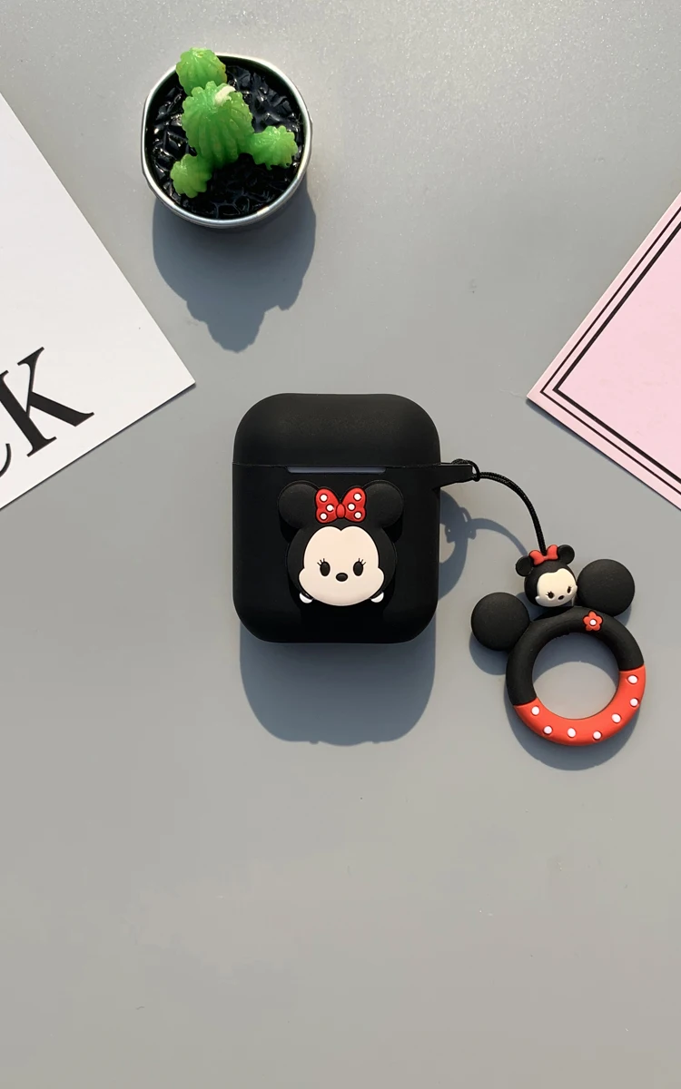 ل airpods سماعة لينة سيليكون حزام ، لطيف الكرتون ميني ميك الدب حقيبة هاتف محمول البنصر ، العالمي شنق حبل