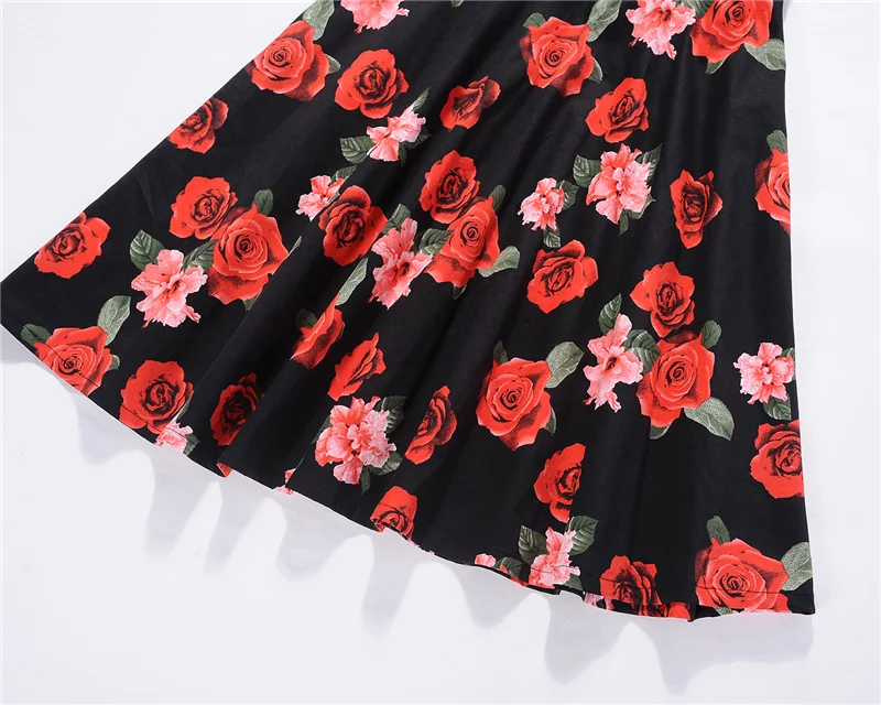 Kostlish Print Summer Dress Women 2017 Sleeveless Big Swing Belt Tunic Vintage Dress Elegant Rockabilly Party Dresses Sundress (41)