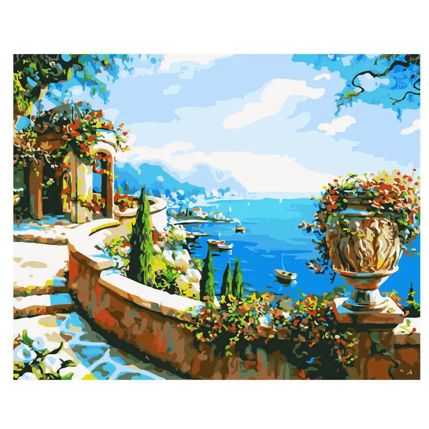 

Painting By Number 40x50cm,Paint Number Kits,Abstract Colored Island,Paint By Numbers Set