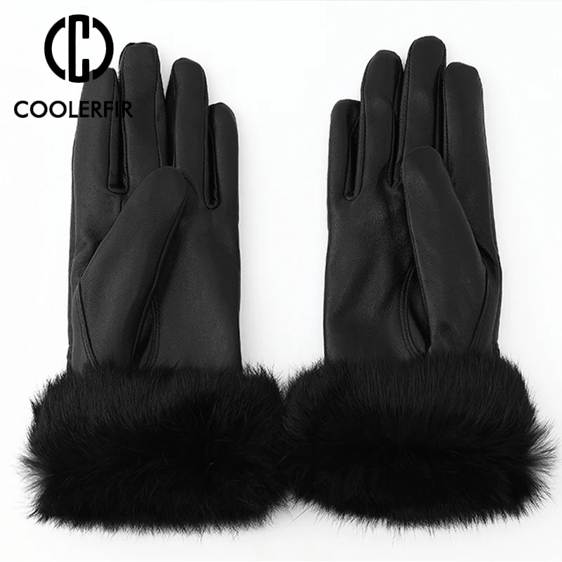 Новые модные женские меховые перчатки из натуральной овчины, теплые зимние перчатки для женщин, роскошные женские перчатки ST055