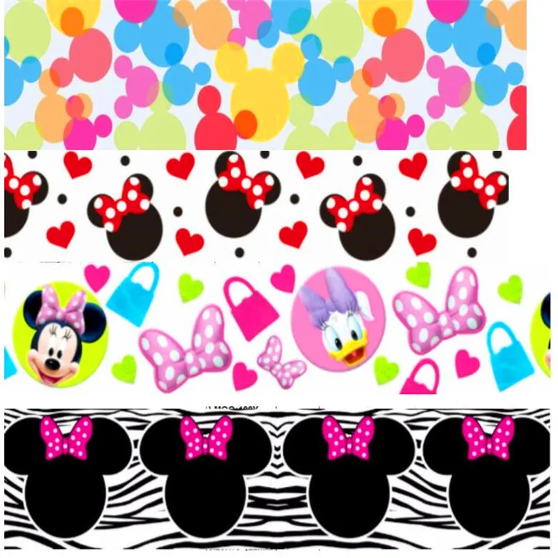 

16 25 38 50 75 mm width Mickey Minnie ribbon Printed polyester Grosgrain Ribbon or Satin Ribbon MC02