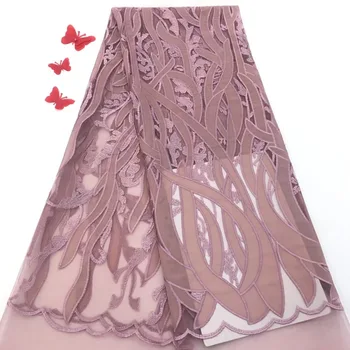 

Newest onion color French Nigerian Tulle Laces Fabrics High Quality chiffon African French Net Lace For Wedding