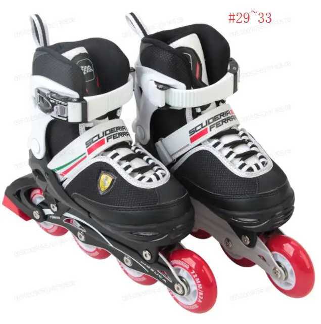 Феррари Детские Роликовые коньки с расположением колёс в линию скейтборд с ПУ 8-колесный полная вспышка Мода Дизайн игрушки спортивные ножной тормоз пара Роликовые кроссовки подарки - Цвет: Серебристый