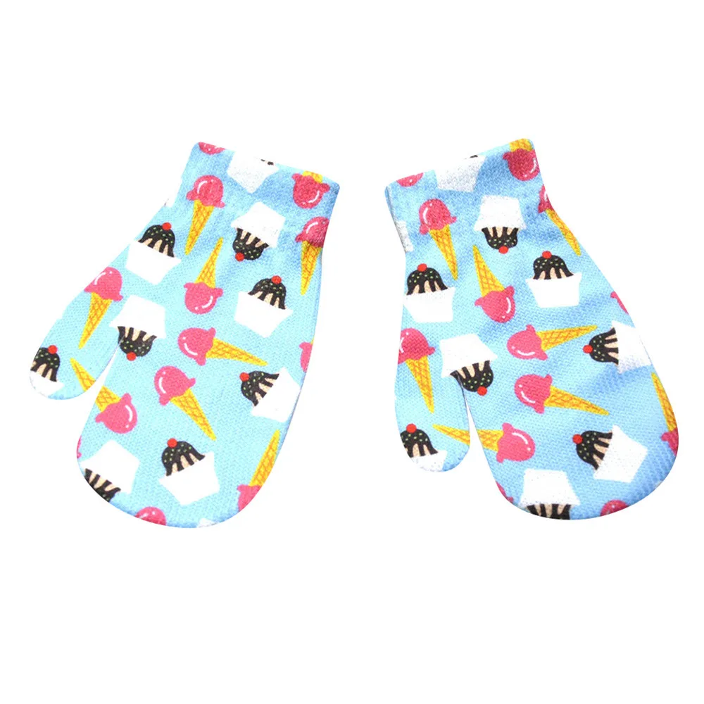 Детские перчатки Зимние перчатки с 3D принтом животных, вязаные милые перчатки с котенком, модные удобные перчатки 6 цветов# 812b - Цвет: E