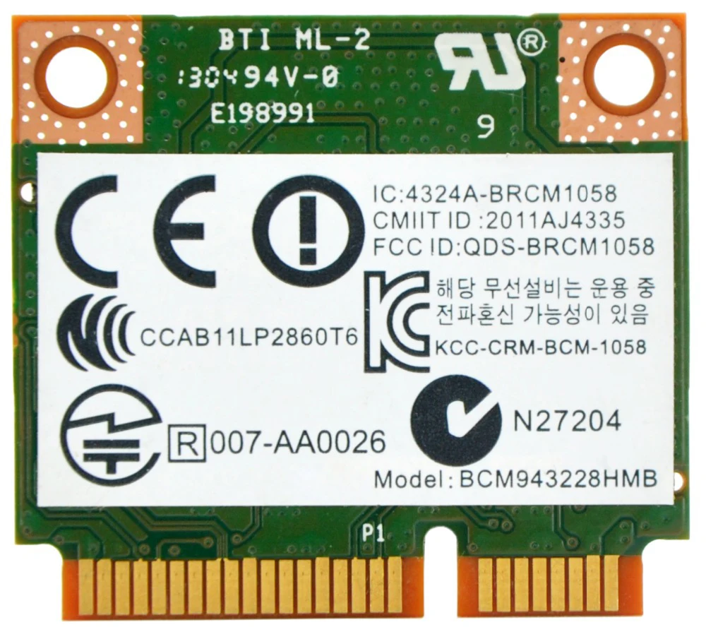 WTXUP для Broadcom BCM943228HMB 802.11a/g/n/b двухдиапазонный 300mbps беспроводной мини PCi Express E WiFi WLAN