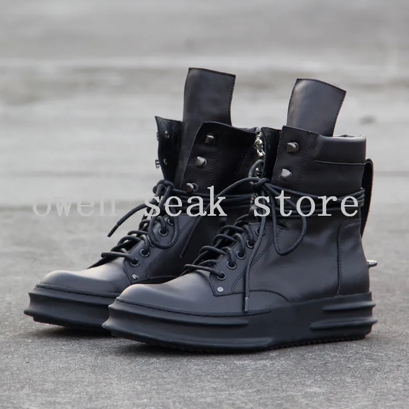 Мужские зимние ботинки на шнуровке из натуральной кожи молнии|shoes high|shoes high brandshoes