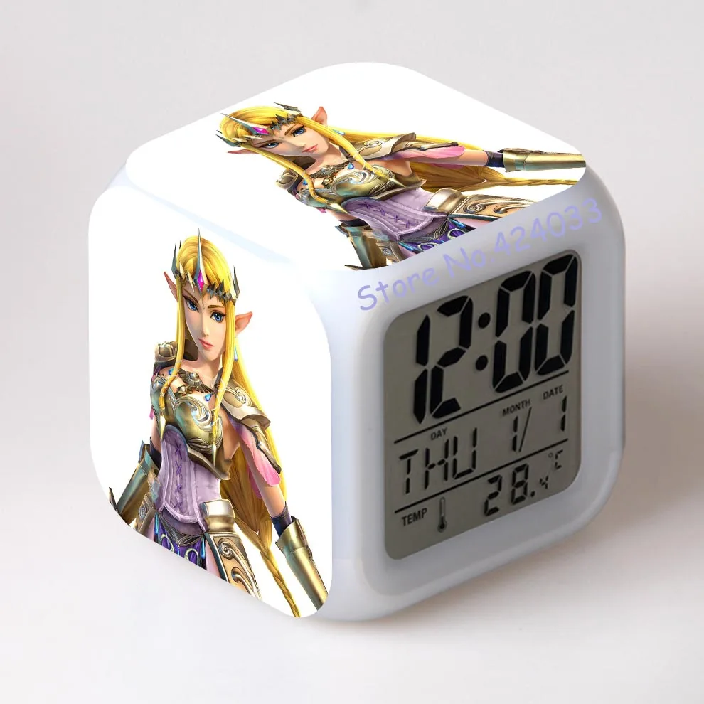 Zelda цифровые часы квадратные ccolor изменение despertador Часы светодиодный Будильник в
