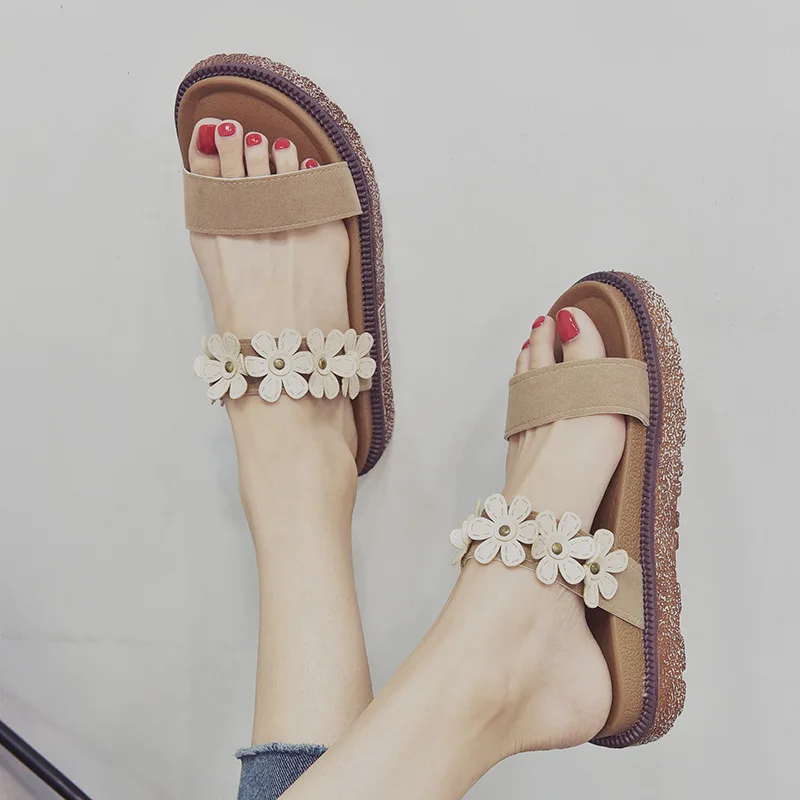 

2019 Summer Shoes Woman Slip on Slippers Round Toe Platform Casual Slides Female Beach Sandals Female Fashion Footwear SH030906