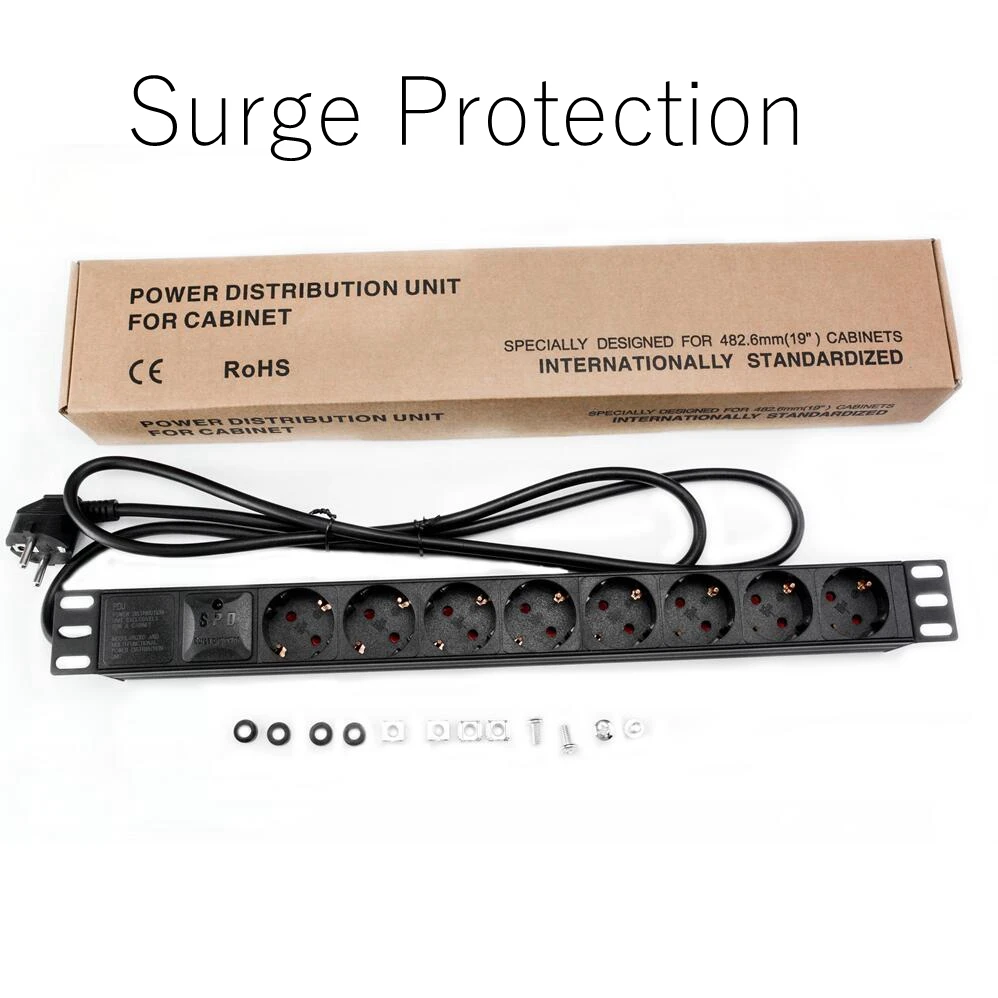 

8 EU Plug Sockets Outlet with Surge Protection 250V 3000W AC Power Charger Wall Socket Plug Adapter With 3m Extension Cable
