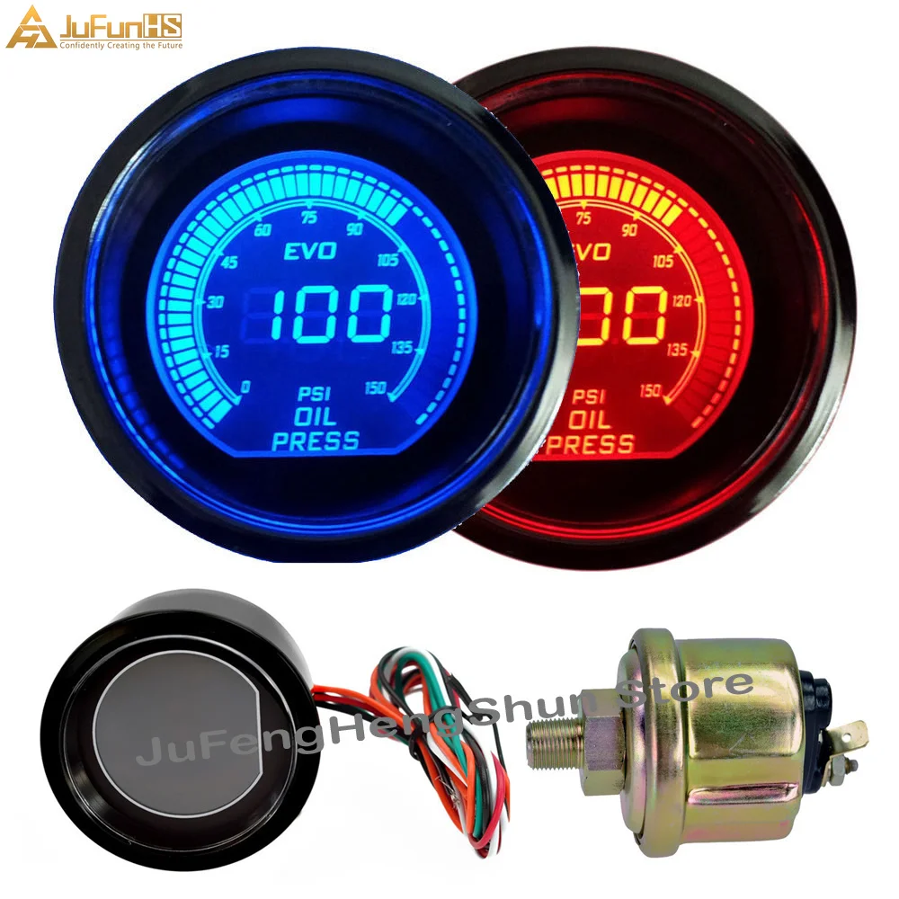 Pod Holder 52mm Oil Temp Gauge Mirrored Front White LED Dial Meter See Shop Dash