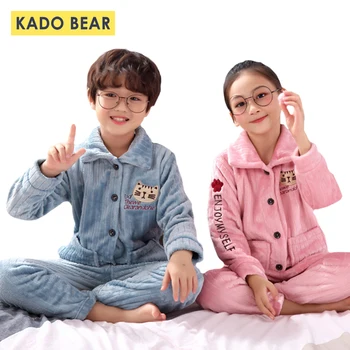 

Christmas Winter Children Coral Fleece Pyjamas Baby Girls Flannel Pajamas Sleepwear Boys Pijamas Kids Clothes Clothing Sets 2Pcs