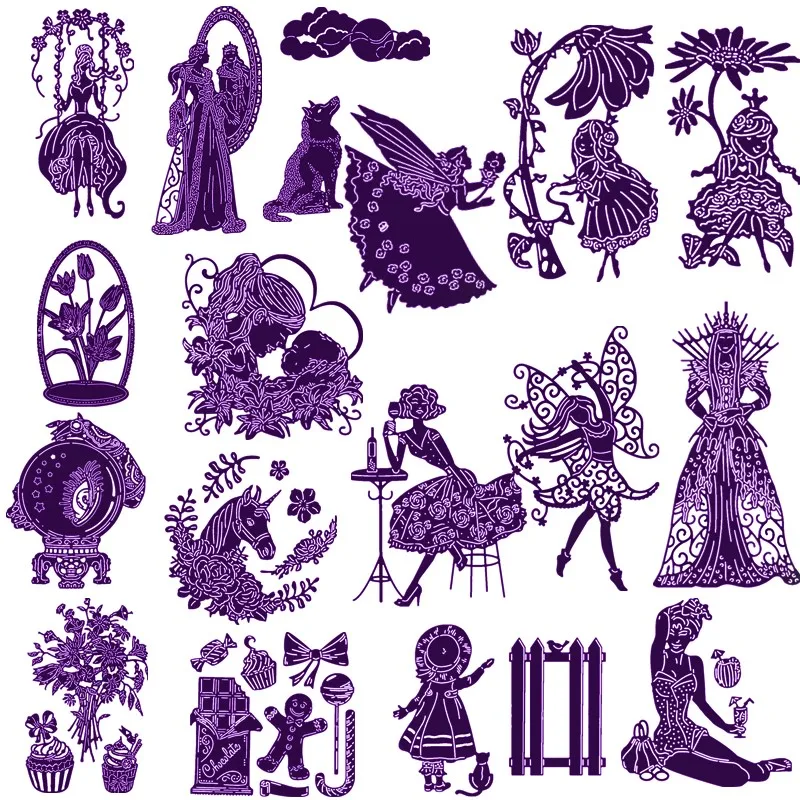 

Elegant Woman Queen Angle Mirror Adult and Child Unicorn Dog For DIY Scrapbooking Embossing Paper Cards Crafts 2019 New Dies