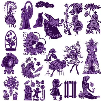 

Elegant Woman Queen Angle Mirror Adult and Child Unicorn Dog For DIY Scrapbooking Embossing Paper Cards Crafts 2019 New Dies