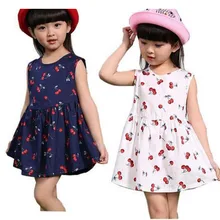 Roupas de bebê Menina Vestido Sem Mangas Verão 2018 Da Menina Do Bebê Cereja Vestido Floral Para Crianças Crianças Vestido de robe fille bebes A0101