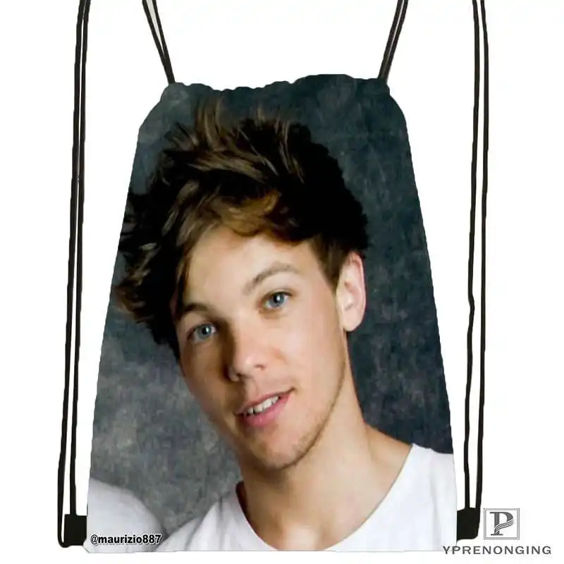 Drawstring Backpack Custom Луи Томлинсон походная сумка на шнурке Cute Daypack Kids Satchel(черная спина) 31x40 cm#180531-02-39 - Цвет: Drawstring Backpack