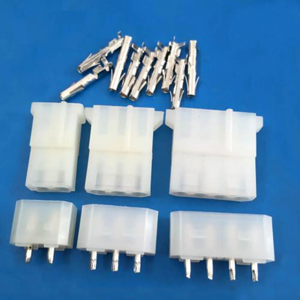 

10 Sets 5.08mm 2/3/4 Pin Female D Shape 8981 IDE Power Connector+Straight Pin Welded Plate+Terminal for 18-24AWG Wire