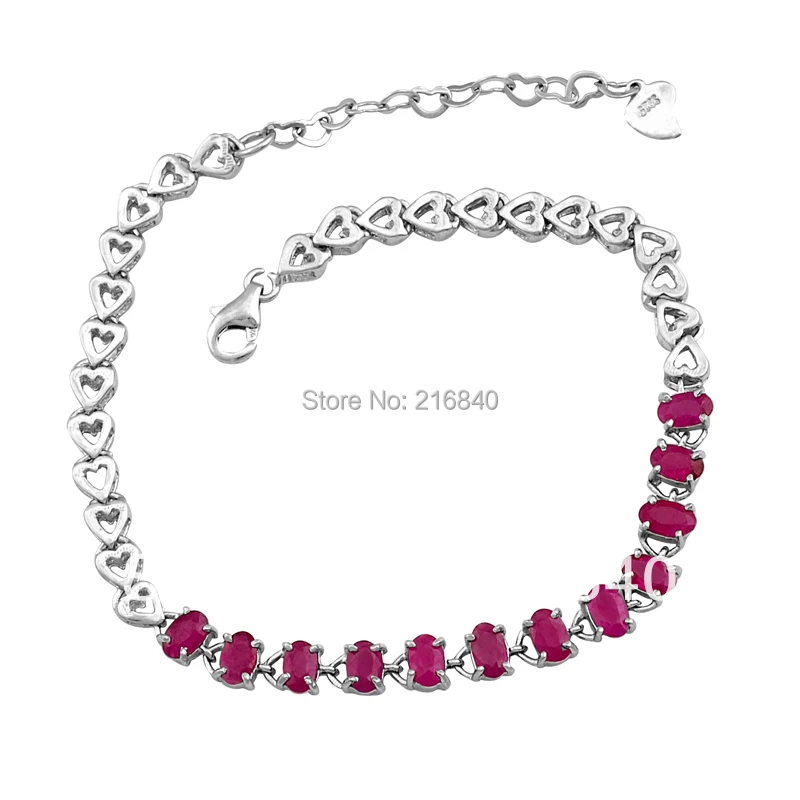 

Natural Ruby Bracelet 925 Sterling silver Woman Fine Elegant Pink Gem Jewelry Girl Birthstone Valentine Gift SB0011R