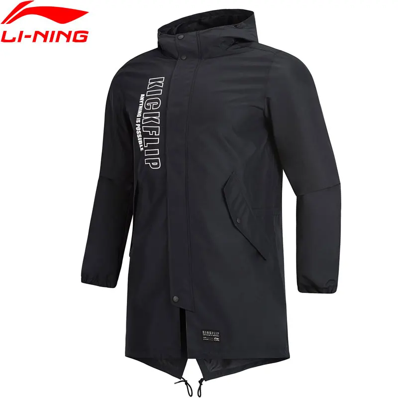 Li-Ning Для мужчин тренд Тренч полиэстеровый обычный ветровка куртка внутри спортивные капюшоном ветер куртки AFDP023 MWF386