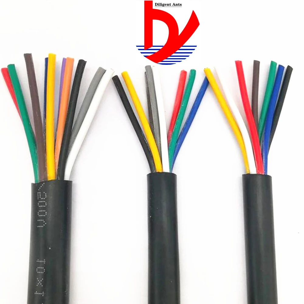 Rvv Cable Black 26awg 0.12mm2 Rvv 2/3/4/5/6/7/8/10/12/14/16/20 Control