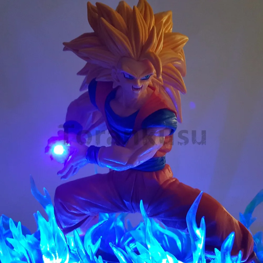 Dragon Ball Z Goku Super Saiyan 3 фигурки синий огонь светодиодные ночные светильники аниме Жемчуг дракона супер Гоку модель игрушечная Статуэтка DBZ