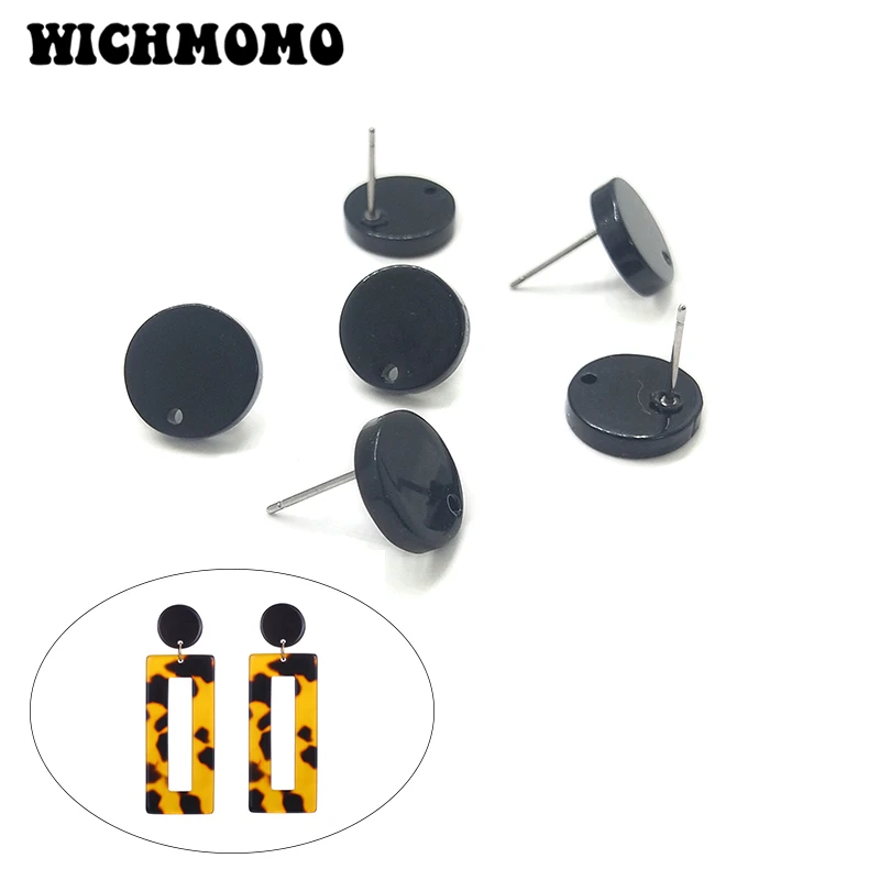 

2019 New 12mm 10 Pieces High Quality Acetic Acid Resin Round Smooth Earring Base Connectors Linkers for DIY Earring Accessories