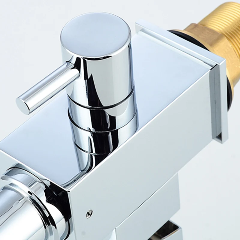 Fapully Square Filter Faucets Kitchen 3 Way Water Tap Dual Lever Kitchen Taps Chrome Musluk Deck Mounted Water Purifier Faucet