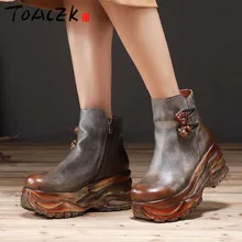 2018 autumn and winter new wedge heel platform boots female leather retro color high-heeled suede genuine leather boots 2018 autumn and winter new wedge heel platform boots female leather retro color high-heeled suede genuine leather boots