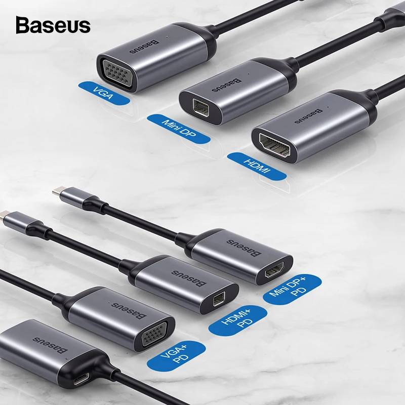 

Baseus USB C HUB to HDMI 4K VGA Mini DP Adapter Type C Hub For MacBook Pro Air USB-C HUB Splitter Converter For Huawei Matebook