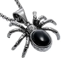 Yacq ожерелье с пауком кулон W цепь ювелирные изделия из нержавеющей стали Хэллоуин вечерние украшения подарки для мужчин женщин детей девочек ее A029