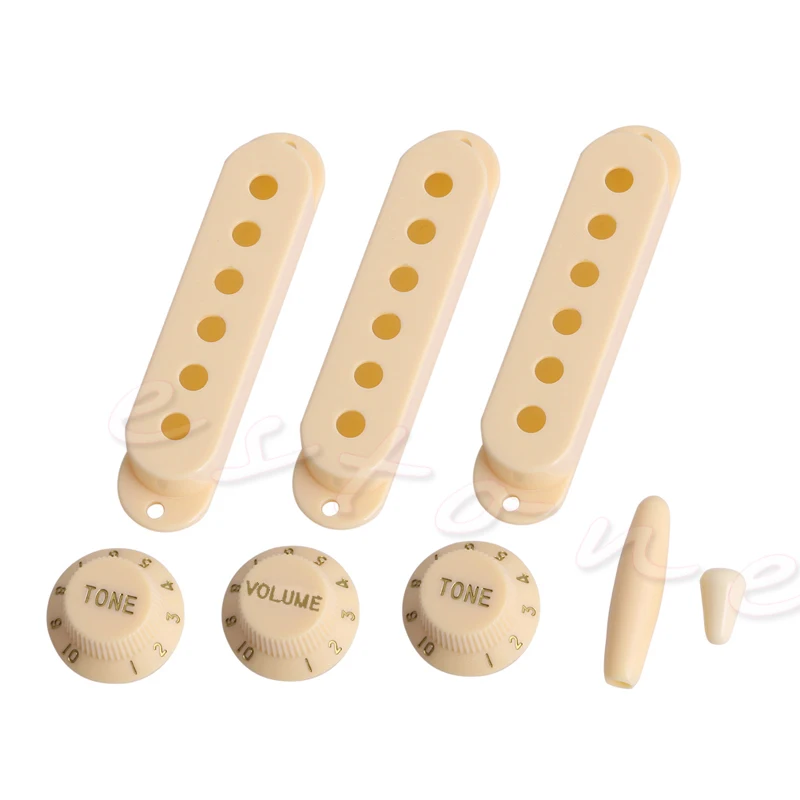 

8pcs Electric Guitar Pickup Cover Volume Tone Knob Switch Tip Set For Strat New