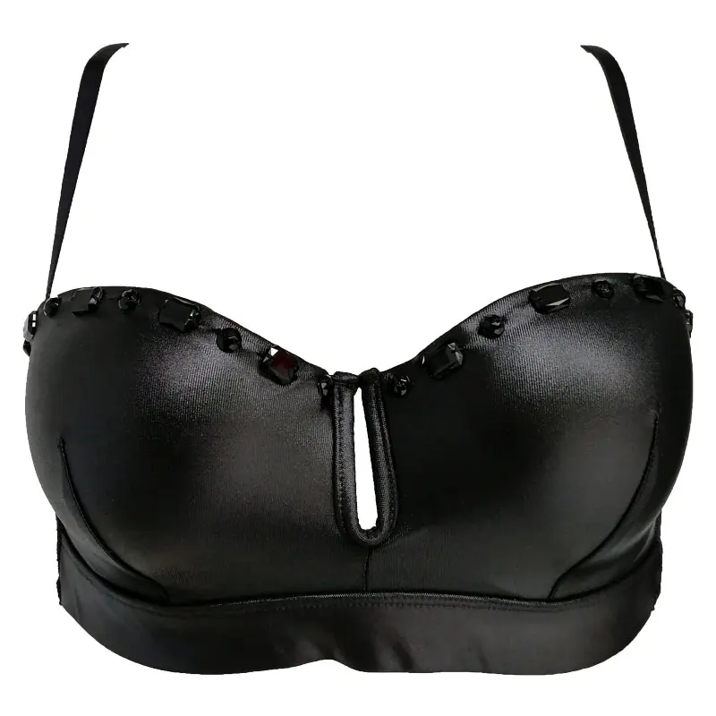 

Black Anti-slip Silicone Rhinestone Sexy Demi Bra for Women Removable Straps 1/2 Cup Underwire Lingerie Underwears Gift BRB015