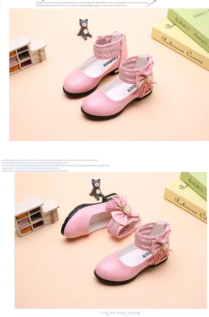 Черные розовые белые детские кожаные туфли обувь принцессы для